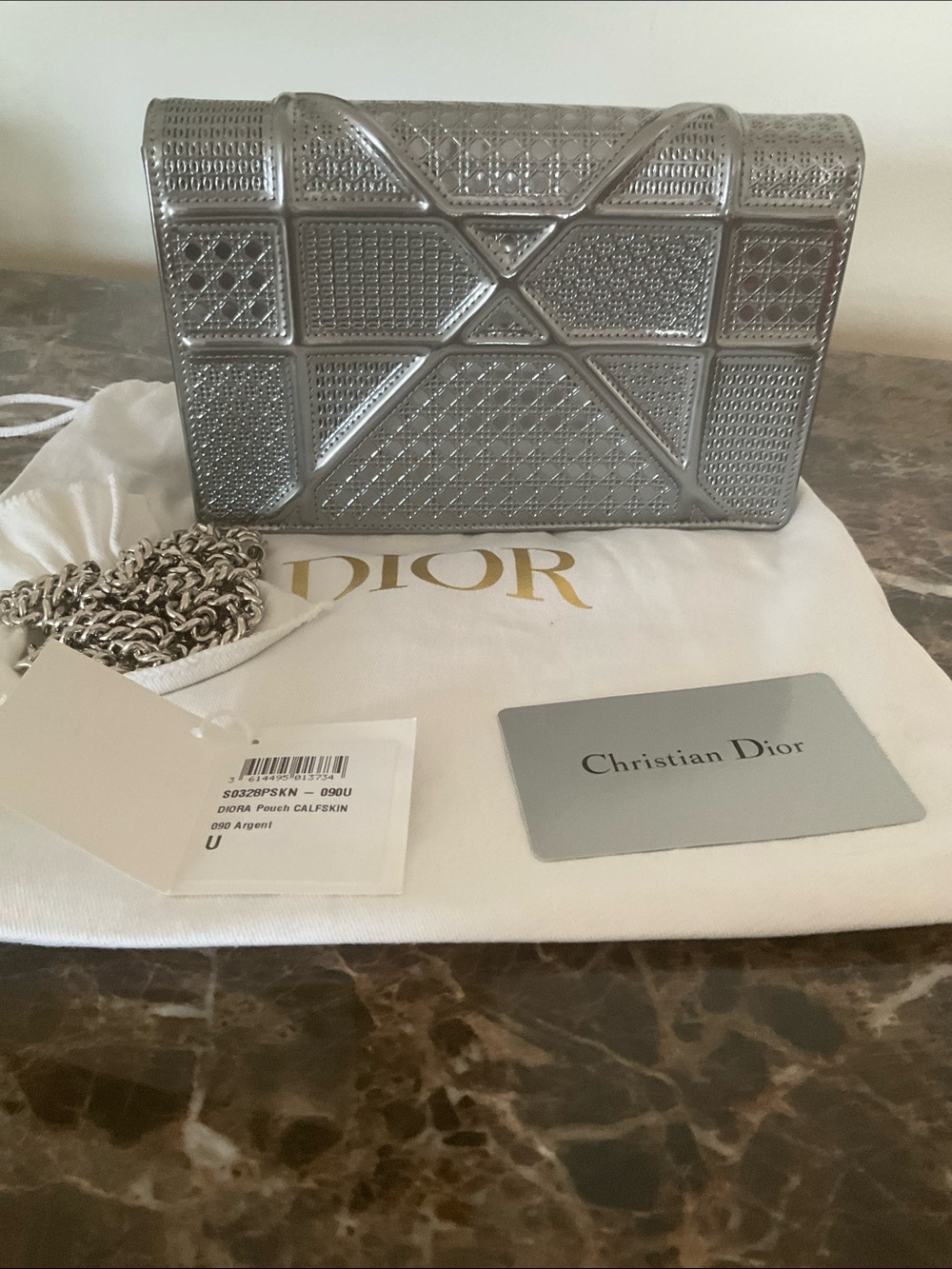 Final Price- No Offers! Christian Dior Diora Silver Calfskin Pouch Clutch - Picture 5 of 12